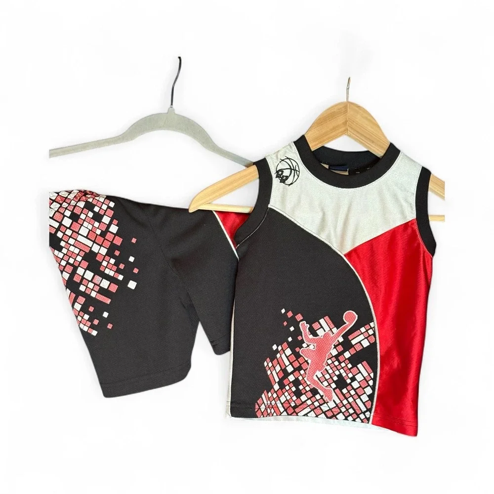 Kids 2T‎ Rimrock Basketball Athletic Shorts & Tank Top Set Red Black White